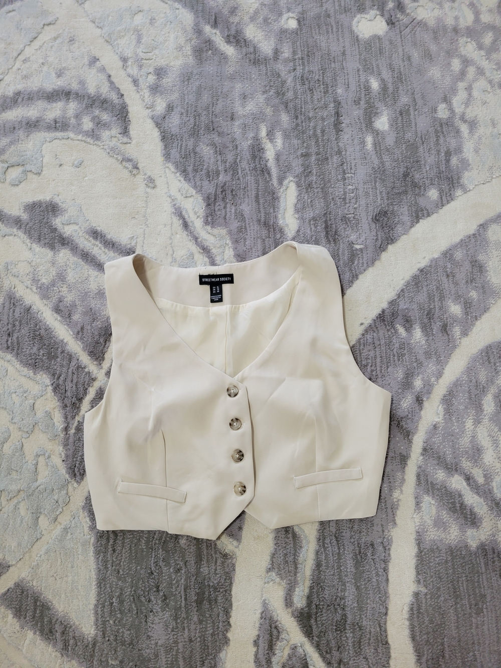 Streetwear Society Cream Button-Front Vest Size M